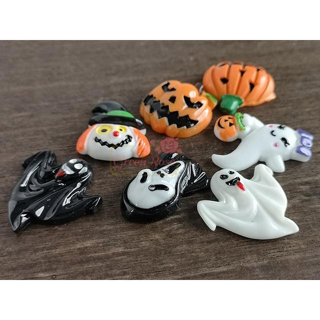 デコパーツ ハロウィンモチーフ 7種28個  1908 おばけ カボチャ 秋 プラスチック デコ   YM1-1169｜greenrosenetshopyumi｜04