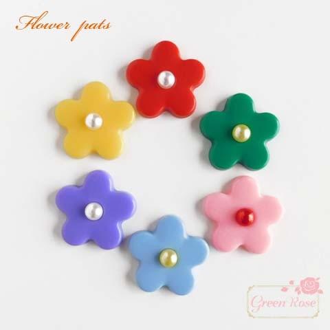 デコパーツ カラフルカラーのフラワーパーツ 6色 60個 デコ 花