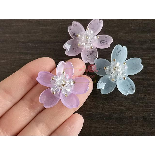 ガラスビーズフラワー さくら 全3色 4個 桜 シャワー台 和風 ガラスビーズフラワー さくら 全3色 4個 桜 シャワー台 和風