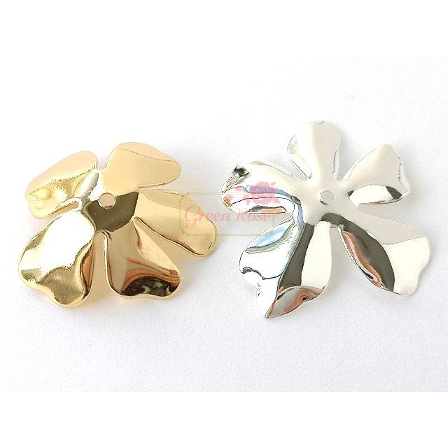 金属パーツ フラワー 5弁花 ゴールド シルバー 10個 2201 Ym1-2096 デコレーションパーツ ヒヨコ プラスチック 貼付け デコ パーツ キッズ 2種各3個 計6個 2209 ym1-2285