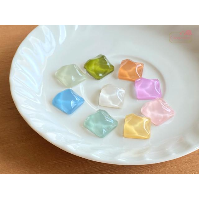水面 波 波紋 カボション 貼付け デコパーツ スクエア 四角 全9