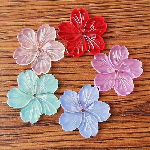 桜 貼付けパーツ ミルキーカラー 5色10個 さくら サクラ プラスチック