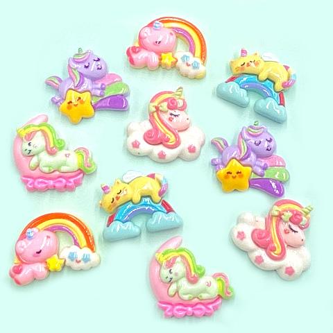 ゆめかわ ユニコーン ネコ 虹 デコパーツ プラスチック 貼付け 子供