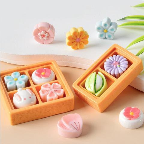 ミニチュア 和菓子 仕切り ケース付き デコパーツ お菓子 フード 食玩