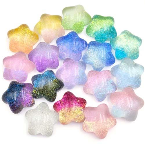 星 スター ぷっくり デコパーツ ラメ グラデーション ミックス 18個