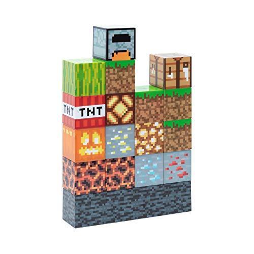 Paladone マインクラフト ブロックビルディングランプ - 16個の再調整可能なライトブロック - 子供部屋用ムード照明