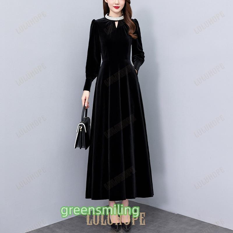 ワンピースレディース40代ロング丈長袖AラインVネックベロアリボン付き可愛い結婚式ドレス二次会パーティドレス通勤お呼ばれお洒落上品 ワンピースレディース40代ロング丈長袖AラインVネックベロアリボン付き