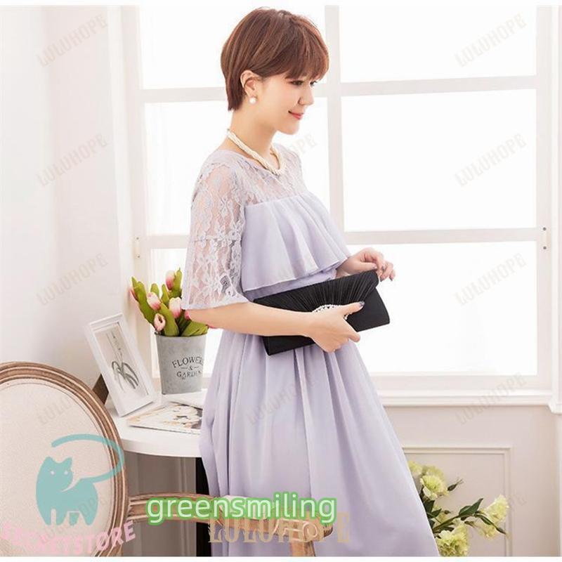 パーティードレス 結婚式 服装 ドレス フォーマル ワンピース 韓国 ロング丈 体型カバー 顔合わせ お呼ばれ 大きいサイズ 袖ありの画像