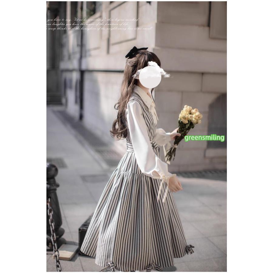 ワンピース ストライプ柄 リボン レディース ロリータワンピース