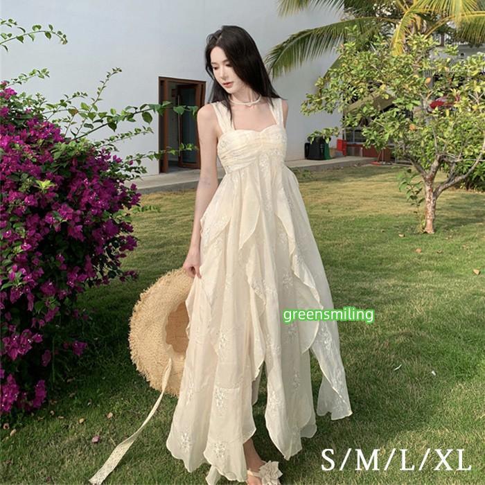 リゾートワンピース キャミソール 沖縄 大人 白 可愛い 夏