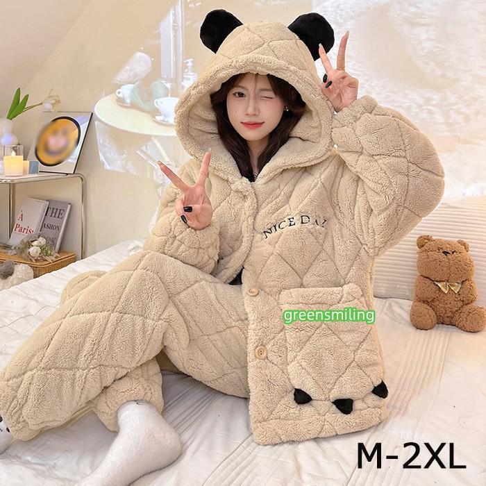 パジャマ レディース クマ フード付きルームウェア ルームウェア もこもこ 動物 レディース メンズ 可愛い 冬 長袖 大きいサイズ 秋 上下セット パンツ 上下 ズボン くま パジャマ 部屋着 ふわふわ あったか パジャマ レディース クマ フード付きルームウェア ルームウェア