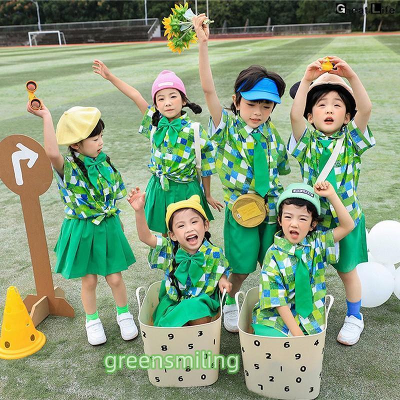 もも/すのチル服4点セット×3[チェック緑・オレンジ][小花柄 緑] 楽天市場】チェック柄 緑 グリーン 半袖 キッズ ダンス衣装