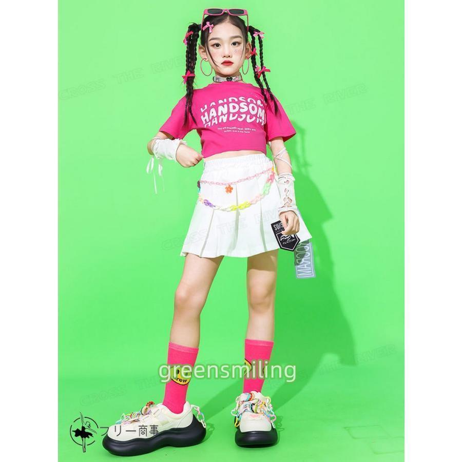 ピンク チェック k-pop 衣装 キッズダンス衣装 セットアップ ヒップ