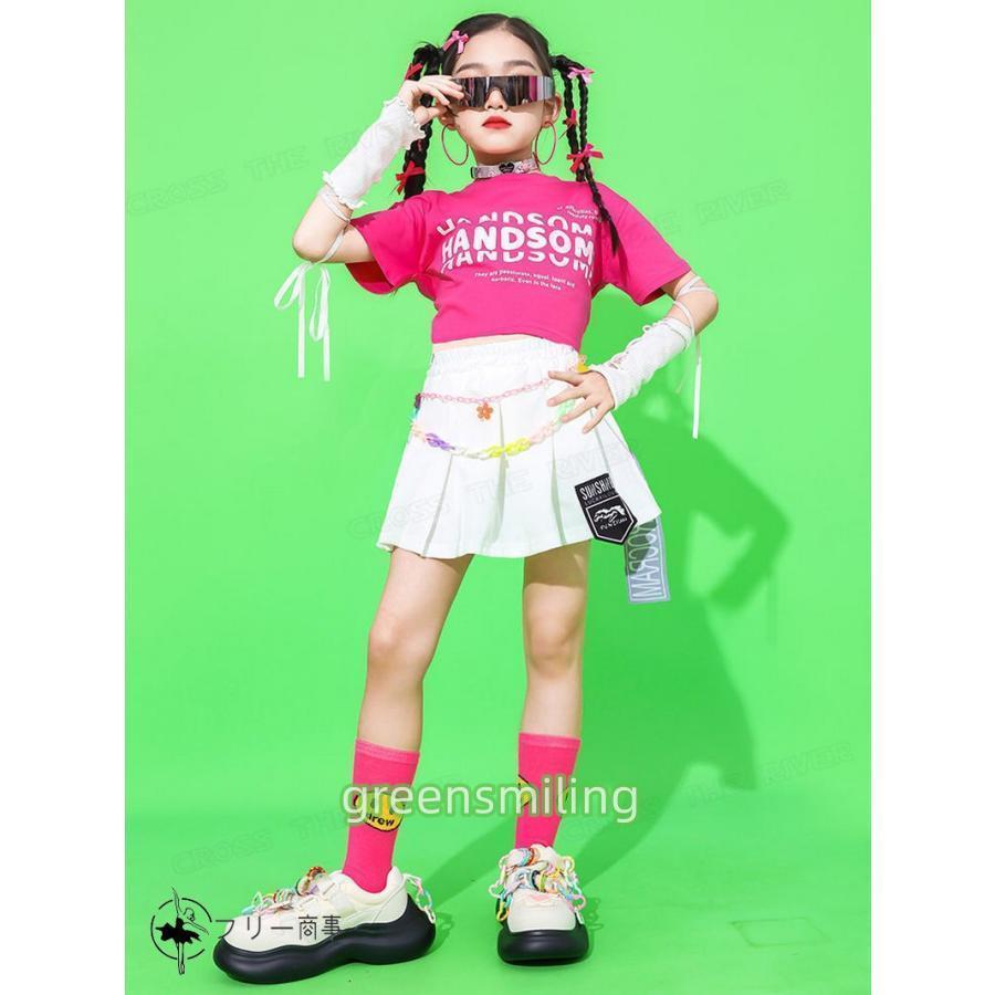 ピンク チェック k-pop 衣装 キッズダンス衣装 セットアップ ヒップ