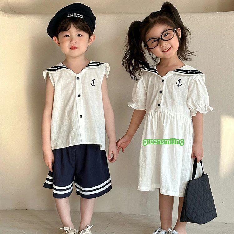 キッズ 夏服 マリン風 ペア 子供服 セットアップ マリンスタイル