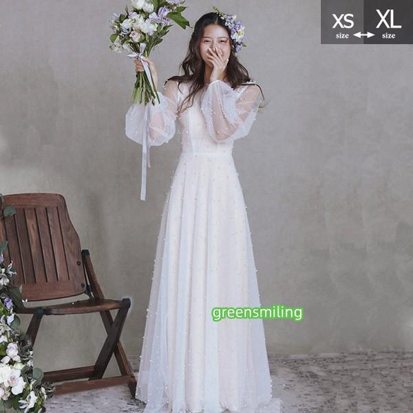 ウェディングドレス 花嫁 長袖 シンプル 白ドレス Vネック ワンピース 花嫁 結婚式 二次会 披露宴 前撮り 後撮り 撮影用 ウェディングドレス 花嫁 長袖 シンプル 白ドレス Vネック ワンピース