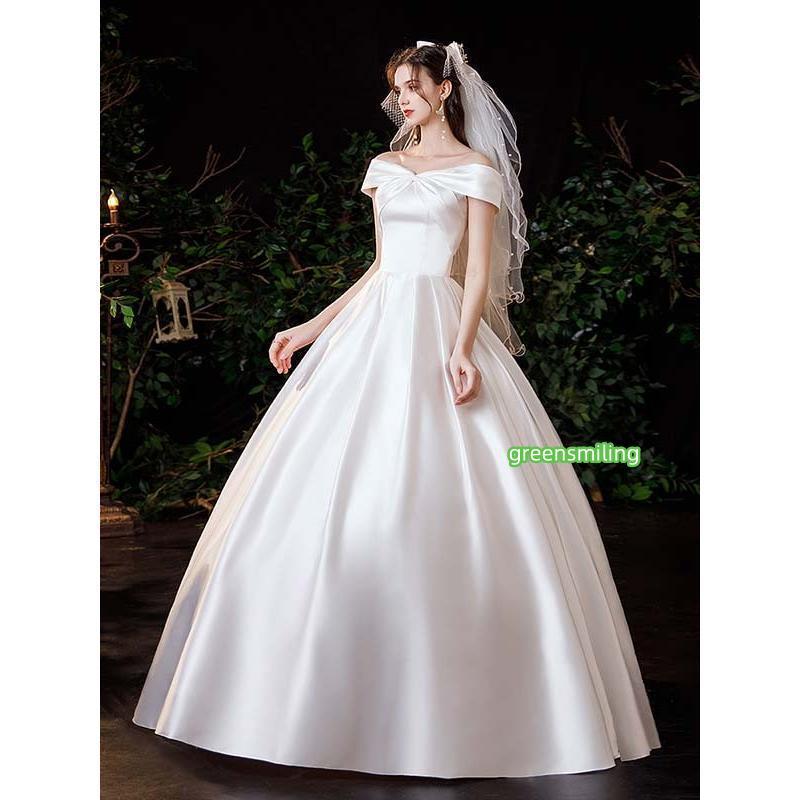 ウェディングドレス 白 ホワイト サテン ロングドレス セットアップ