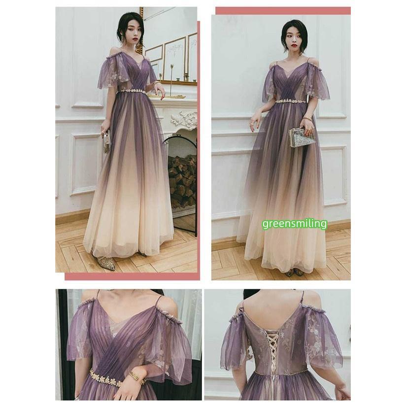 ブライズメイド ドレス ロングドレス パーティードレス パープル 紫