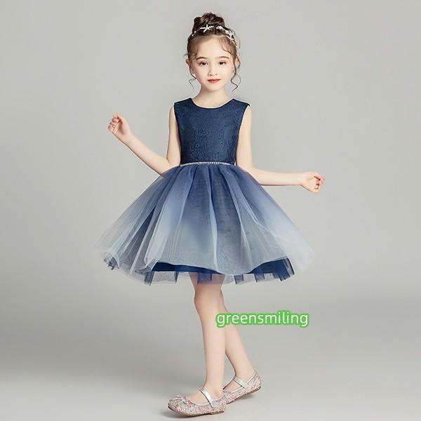 キッズ ドレス パーティードレス お姫様 ワンピース ノースリーブ ショート丈 女の子 ファスナータイプ 子供服 かわいい フォーマルの画像