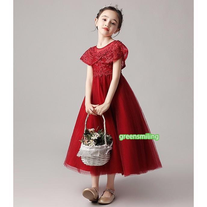 キッズドレス 子供 女の子 ロングドレス パーティードレス ファスナー ワンピース 春 フォーマル 上品 レース 発表会 子ども 結婚式の画像