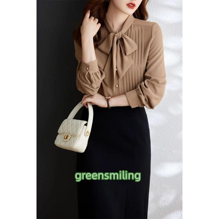 ボウタイブラウス レディース シャツ トップス リボンタイ