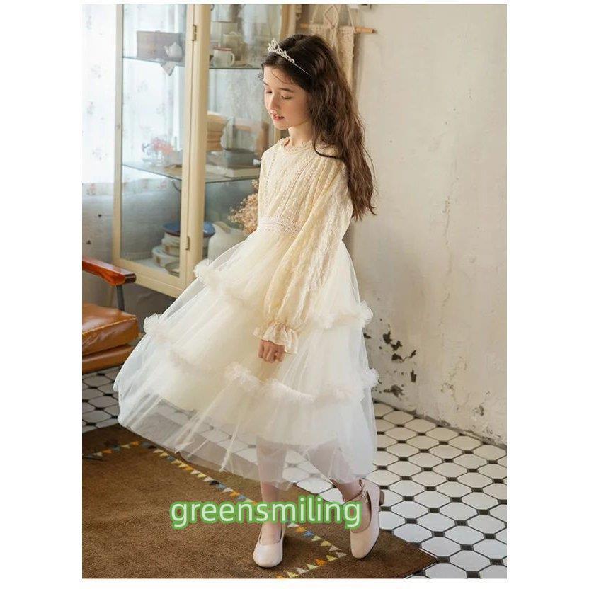 女の子 ワンピース 入学式 子供ドレス 子供 フォーマルワンピース 華やか チュールスカート 子ども服 レースワンピース お姫様 子供服 ロング ドレス ピアノ キの画像