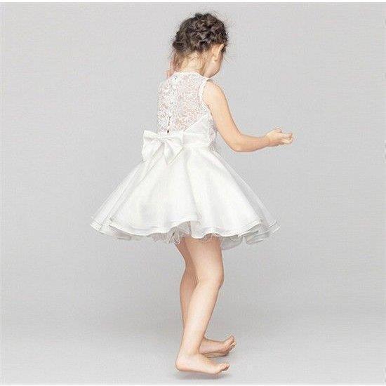 レースドレス 2個蝶結び ノースリーブ フォーマルドレス 子供  ベビードレス ワンピース 結婚式 子供服 女の子 子供ドレス チュチュスカート キッズ 子供 キッズの画像