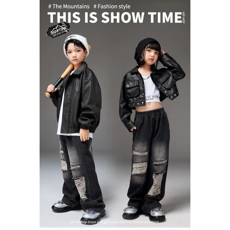 キッズダンス衣装 ジャケット 革ジャン ヒップホップ 衣装 ブルゾン 