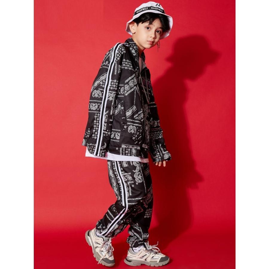キッズダンス衣装セットアップ ヒップホップ ファッション ダンス衣装 ペイズリー柄 黒 オレンジ 水色の画像
