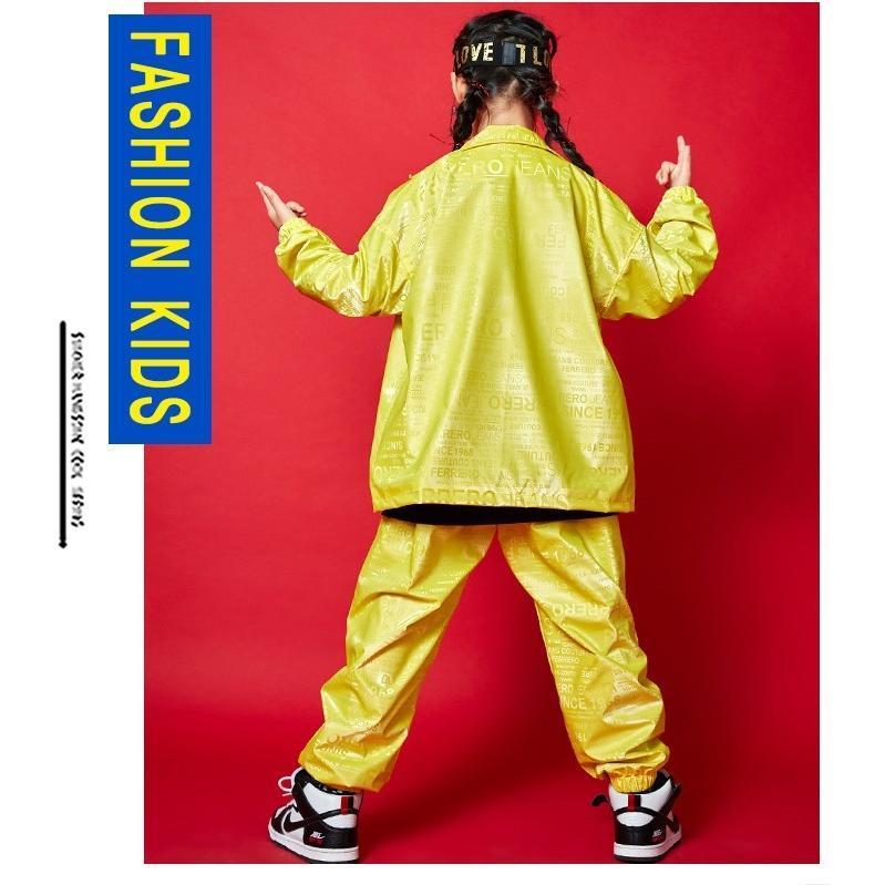 ウィンドブレーカー 上下 ヒップホップ ダンス衣装 セットアップ 派手 K-POP 韓国 シルバー 黄色の画像