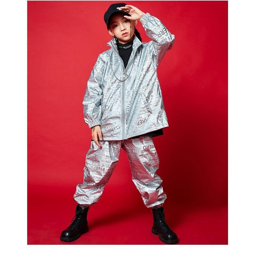 ウィンドブレーカー 上下 ヒップホップ ダンス衣装 セットアップ 派手 K-POP 韓国 シルバー 黄色の画像
