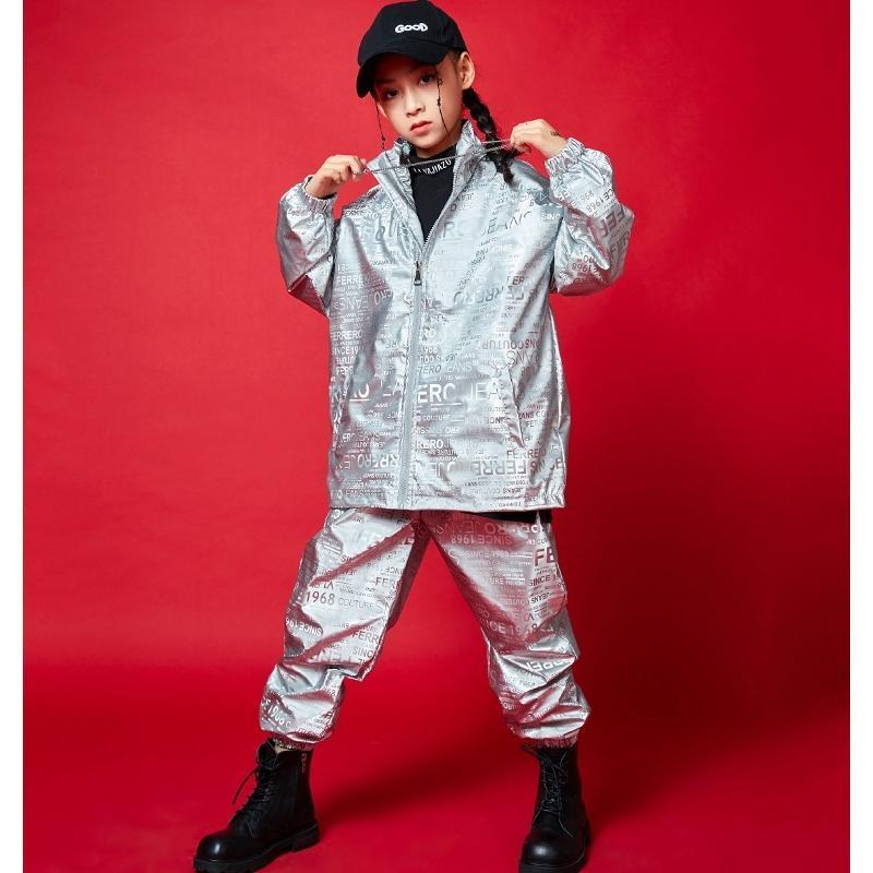 ウィンドブレーカー 上下 ヒップホップ ダンス衣装 セットアップ 派手 K-POP 韓国 シルバー 黄色の画像