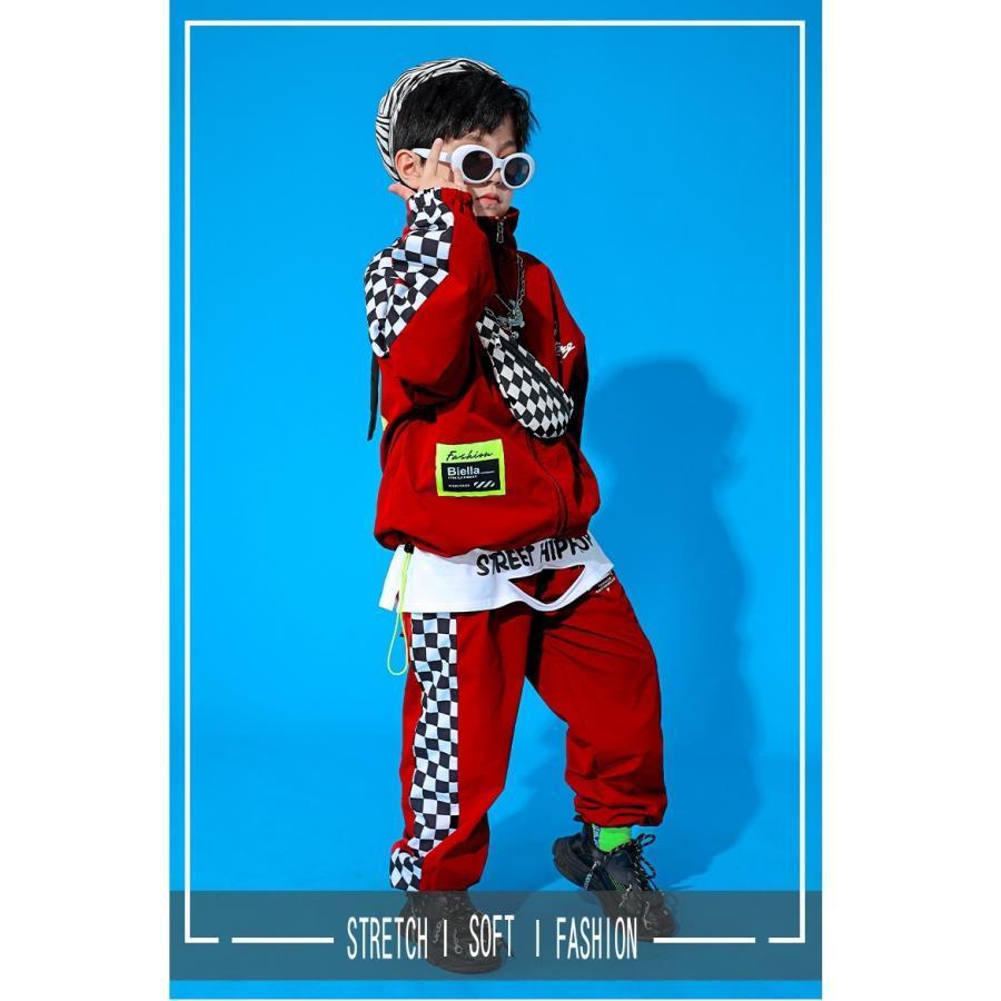 ウィンドブレーカー キッズ ダンス衣装 上下 ジャージ ヒップホップ ファッション 派手 男の子 ガールズ ジャケット パンツ 韓国 K-POPの画像