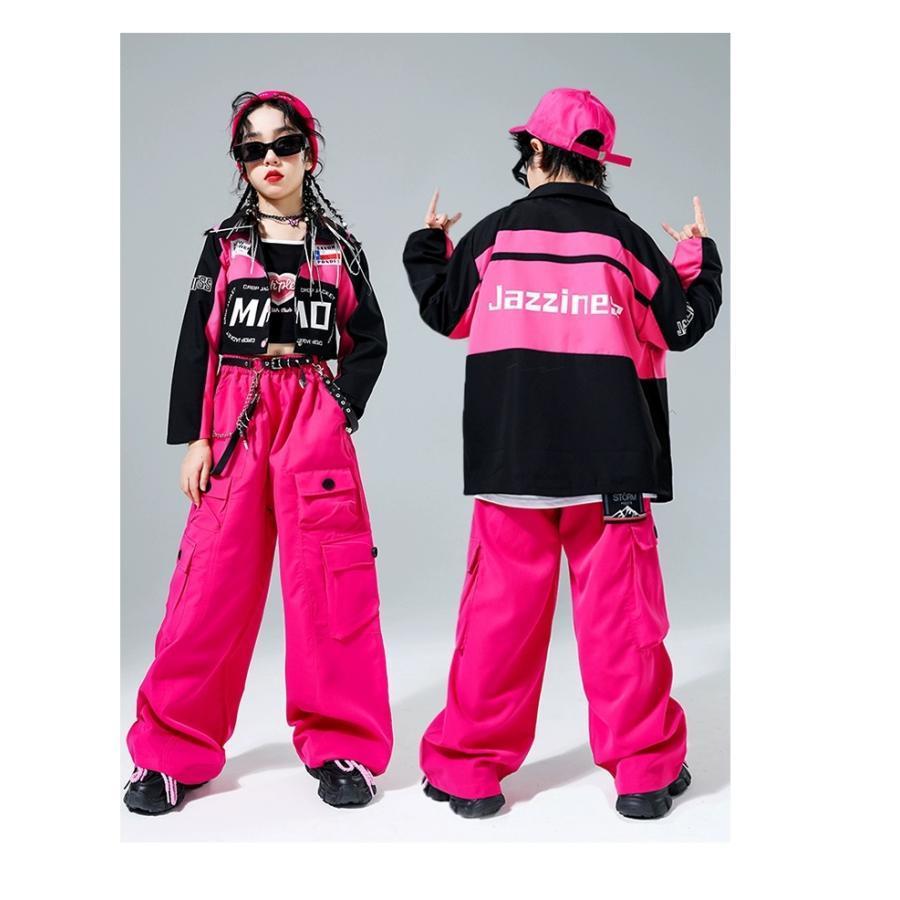 キッズダンス衣装 ジャケット ブルゾン 赤 白 ピンク 黒