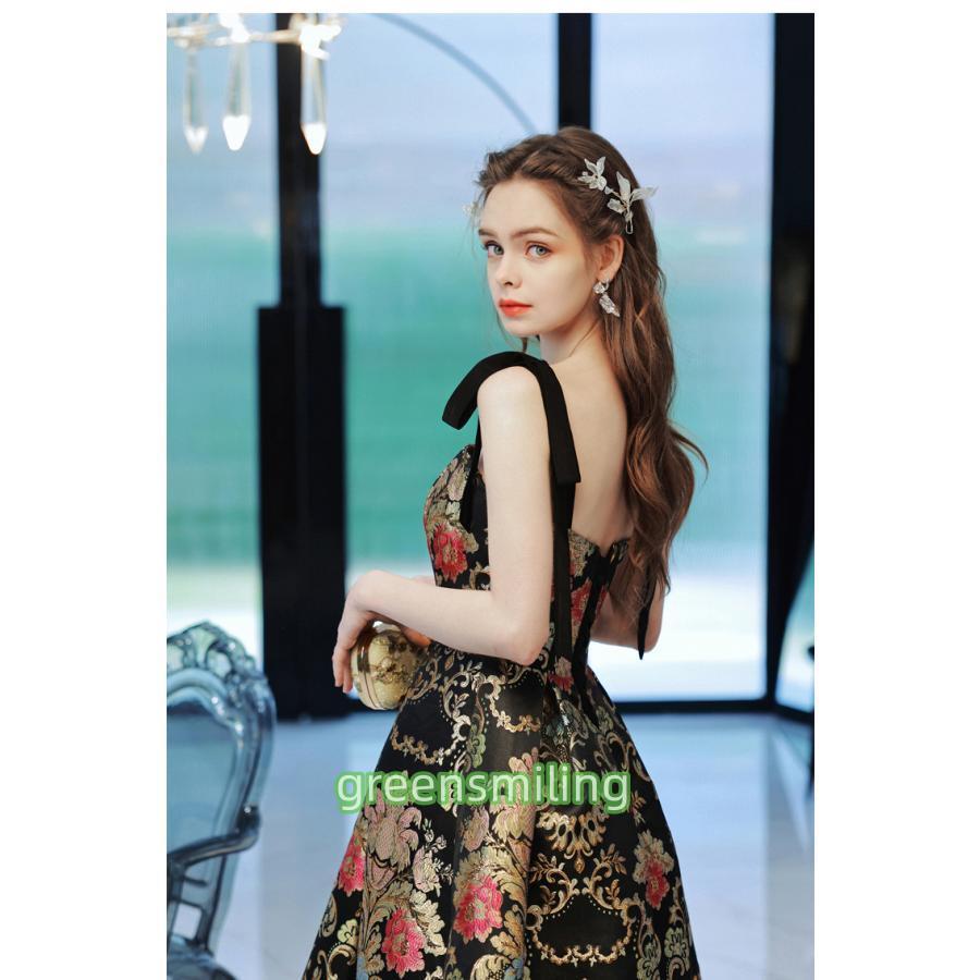 カラードレス カクテルドレス ロングドレス 花柄 パーティードレス