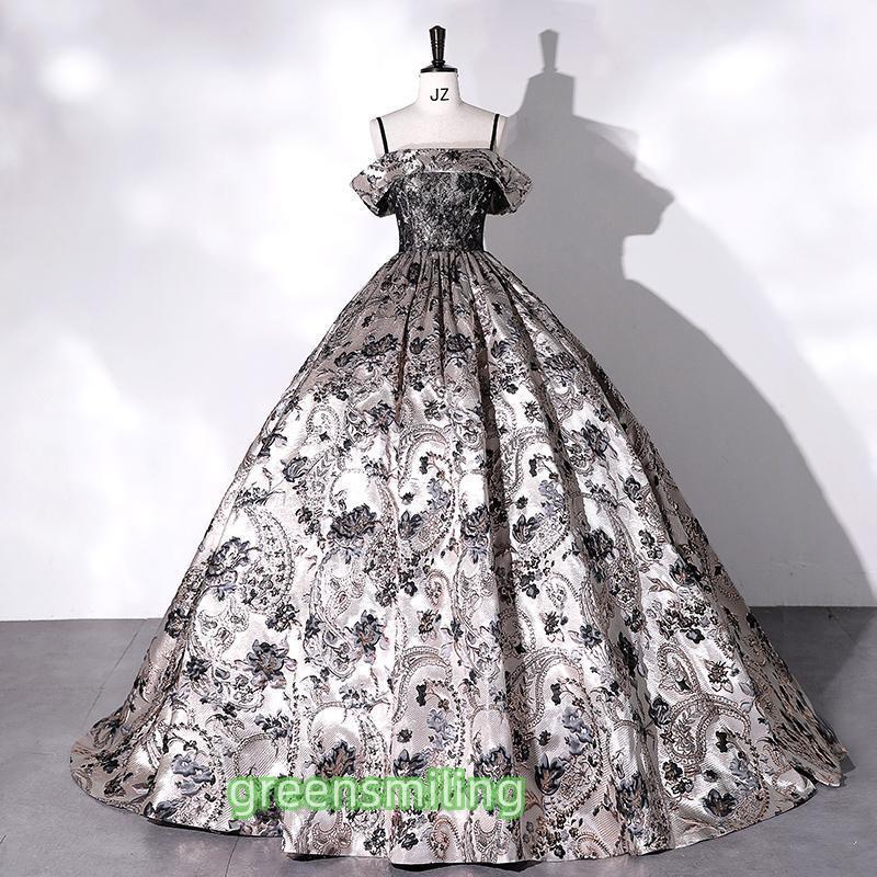 カラードレスロングドレス演奏会イブニングドレスプリンセスラインステージ舞台衣装発表会コンサート結婚式株式会社錦前撮り大人花柄ブロンズ色バロック風 カラードレス ロングドレス 演奏会 イブニングドレス プリンセスライン