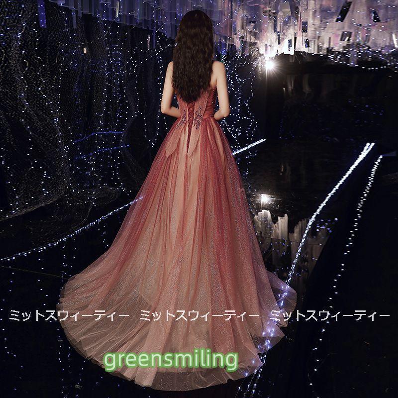 Aラインドレス カラードレス ロングドレス 演奏会 カクテルドレス イブニングドレス 発表会 コンサート パーティードレス レッド 二次会 ビスチェ 大きいサイズの画像