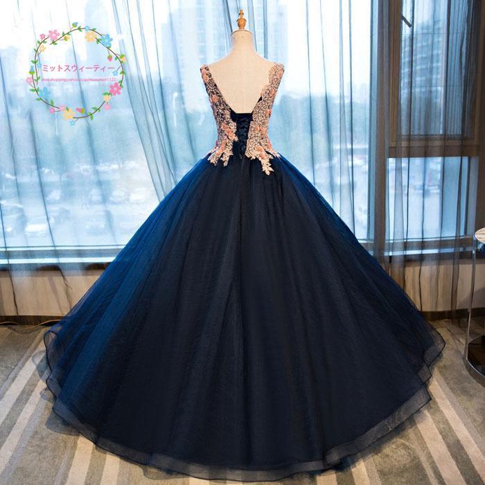 ウェディングドレス カラードレス 演奏会 発表会 ウエディングドレス コンサート イブニングドレス ロングドレス ネイビー 袖なし 大きいサイズ 30代 40代 50代 ウェディングドレス カラードレス 演奏会 発表会 ウエディングドレス