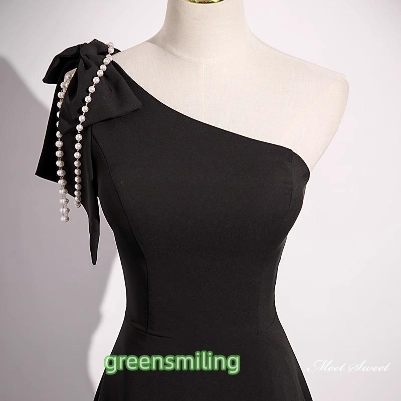 カラードレス ロングドレス パーティードレス ブラック ワンショルダー