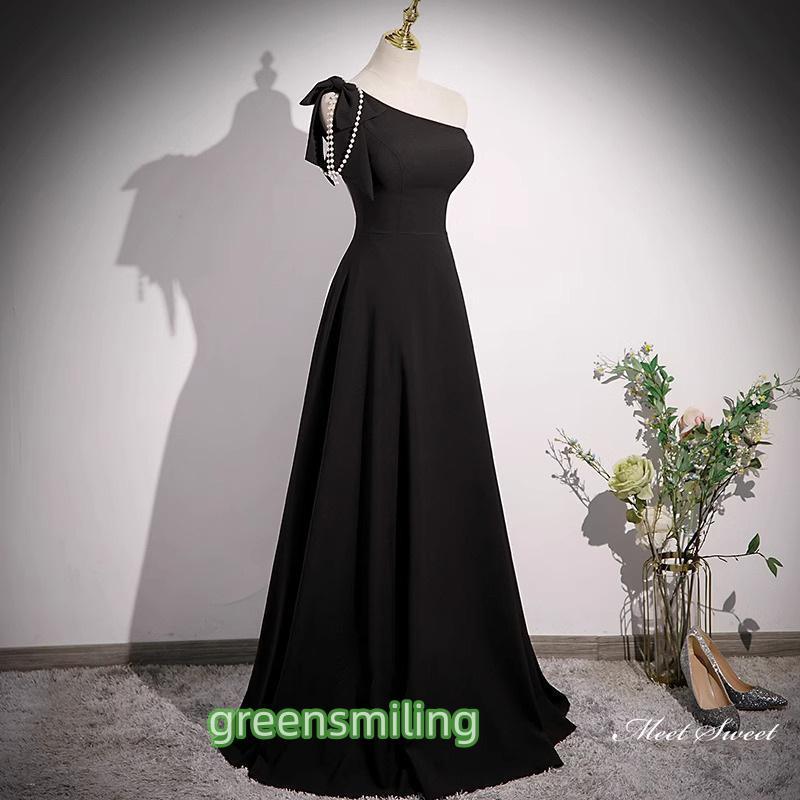 カラードレス ロングドレス パーティードレス ブラック ワンショルダー ウェディングドレス ウエディングドレス 結婚式 二次会 花嫁 前撮り 演奏会 発表会 カラードレス ロングドレス パーティードレス ブラック ワンショルダー