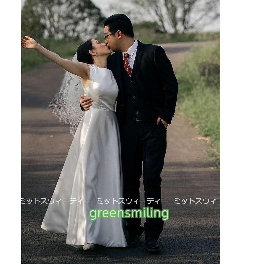 ウェディングドレス 袖なし 白 Aラインドレス 花嫁 二次会 大きいサイズ パーティードレス 披露宴 ブライダル シンプル 結婚式 ロングドレス 演奏会 リゾート ウェディングドレス 袖なし 白 Aラインドレス 花嫁 二次会 大きい