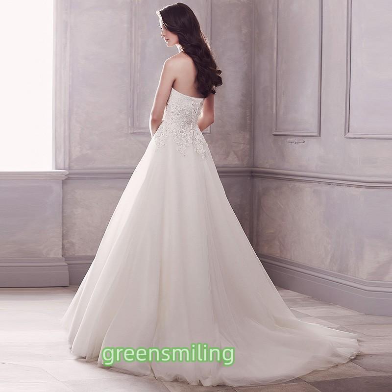 ウエディングドレス 安い 結婚式 Aラインドレス ウェディングドレス 花嫁 ウエディングドレス ロングドレス 二次会 ブライダル 披露宴 リボントレーン 白の画像