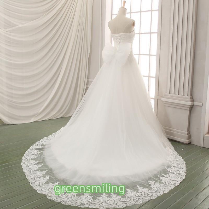 ウエディングドレス 安い 結婚式 Aラインドレス ウェディングドレス 花嫁 ウエディングドレス ロングドレス 二次会 ブライダル 披露宴 リボントレーン 白の画像