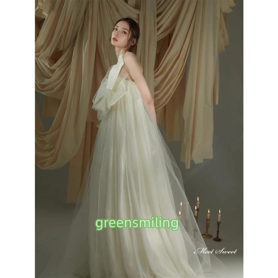 ウェディングドレス ロングドレス スレンダーライン ベアトップ