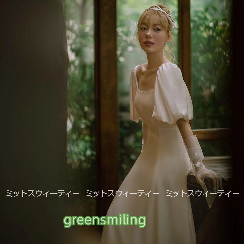 ウェディングドレス aラインドレス 光沢 ウエディングドレス サテン 二次会 花嫁 パーティードレス 披露宴 結婚式 ロングドレス 演奏会 カクテルドレス 前撮り ウェディングドレス aラインドレス 光沢 ウエディングドレス サテン