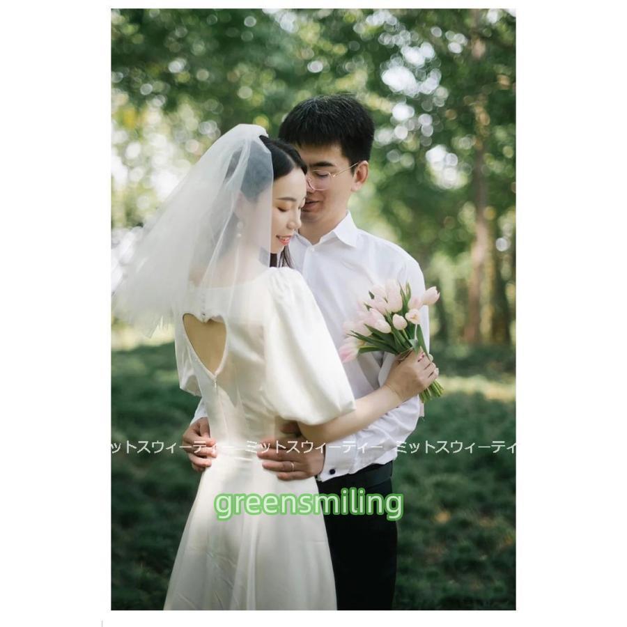 ウェディングドレス aラインドレス 光沢 ウエディングドレス サテン