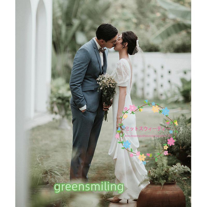 ウェディングドレス フォトウェディング 二次会 花嫁 白 ワンピース