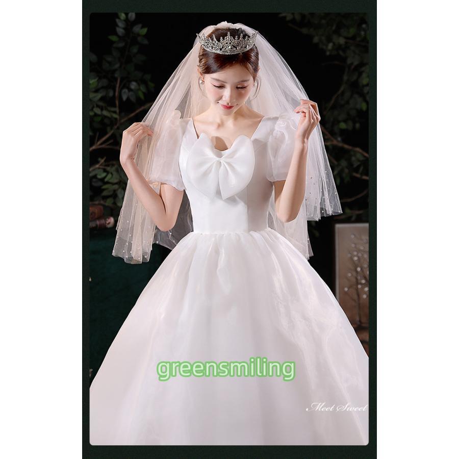 ウェディングドレス ロングドレス プリンセスラインドレス 半袖