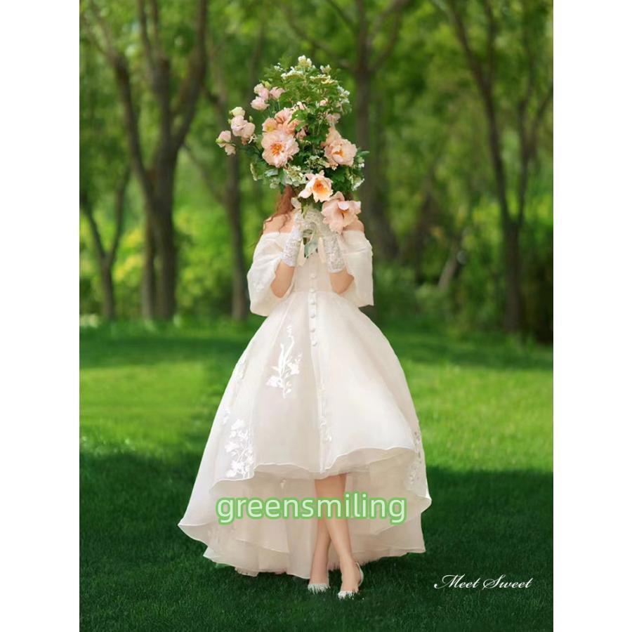 ウェディングドレス フィッシュテールドレス 前短後長ドレス オフ