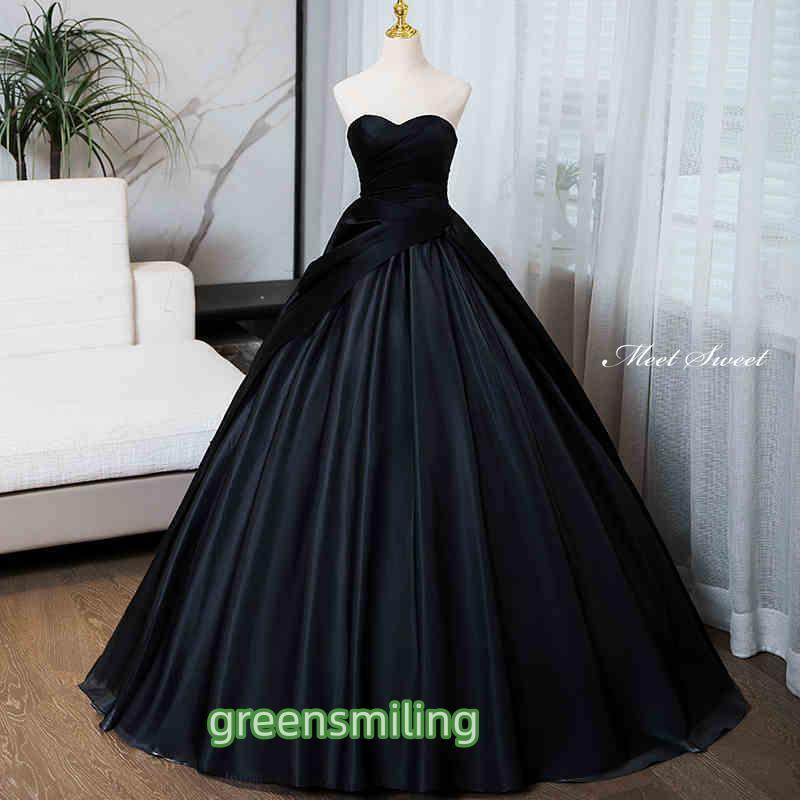 カラードレス ブラック 黒 ベアトップ ノースリーブ ウェディング